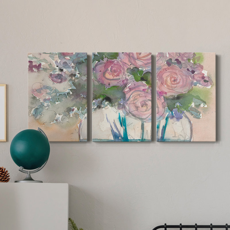 " Something Floral VI " 3 - Pieces, 12'' H x 8'' x W x 1'' D