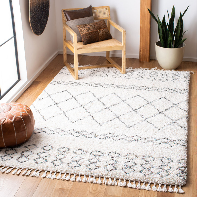 ImraanMoroccan Fringe Shag Performance Geometric Rug, Rectangle 8' x 10'