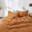 Ensemble de housse de couette en lin français - 5 pièces (1 housse d'édredon, 4 taies d'oreiller) - Mélange de coton lin naturel - Literie de ferme de couleur unie respirante-115243040-115243038