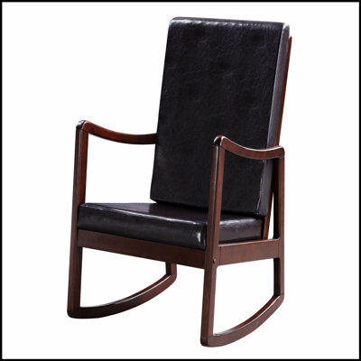 Chaise berçante brun foncé et espresso avec accoudoirs, conception ergonomique pour le confort et le style