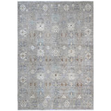Hand Knotted Wool Area Rug in Silver
