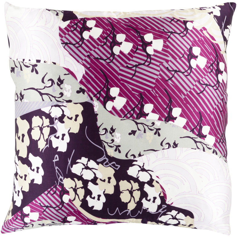 Coussin Geisha, H 18 po x l 18 po x P 0,25 po, Mauve / mauve, Pas de remplissage