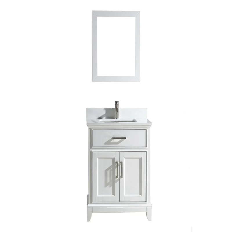 30" White Single Bathroom Vanity with Mirror