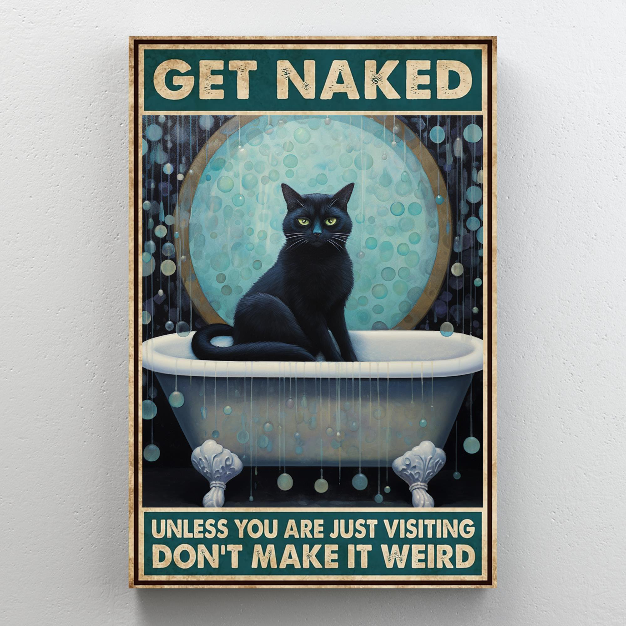 Trinx Black Cat In Bathtub Get Naked On Canvas Print Wayfair