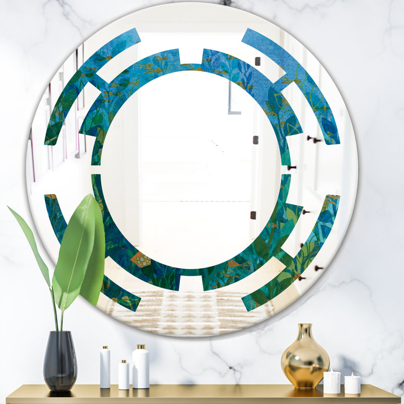 Miroir mural Traditional, H 31,5 po x l 31,5 po, Espace sous les feuilles du lac II
