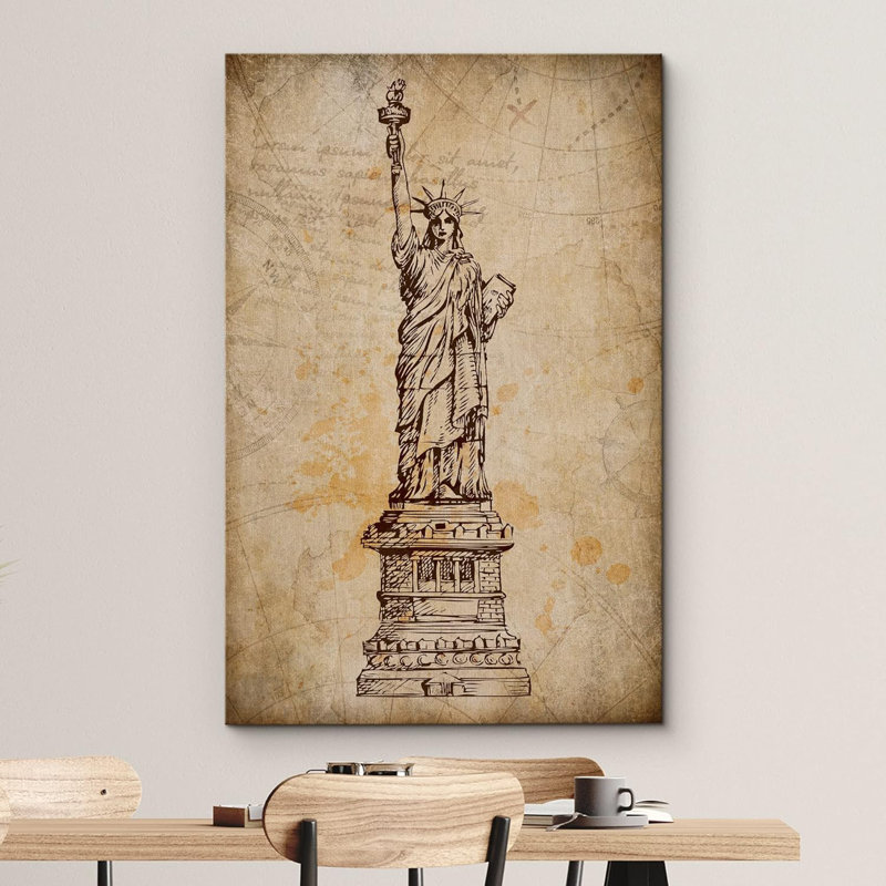 Statue rétro rétro de la liberté de New York sur toile, H 18 po x l 12 po x P 1,5 po