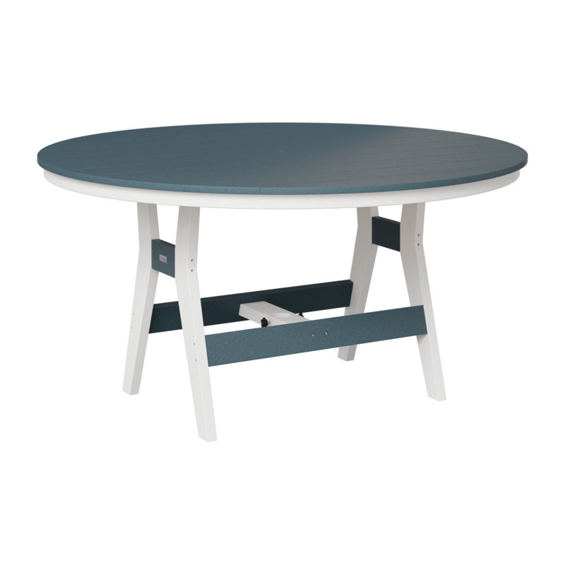 Berlin Gardens Harbor Round Dining Table, Slate/White, 35.5" H x 60" W x 60" D
