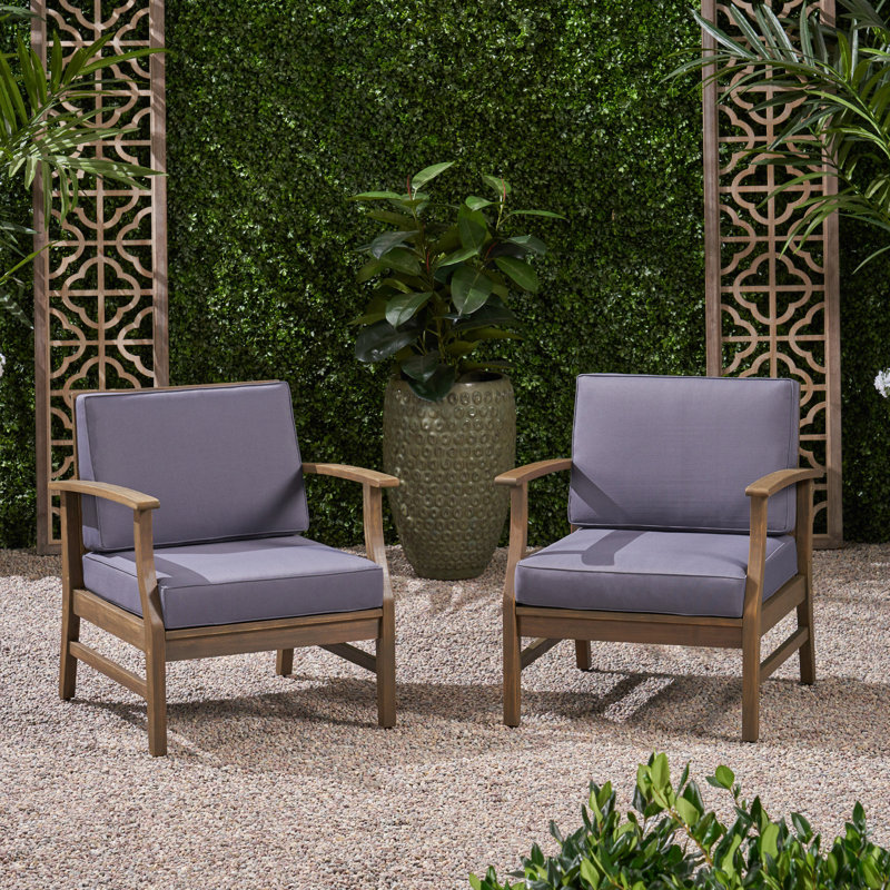 Chaise de patio avec coussins Tavares, Gris, Gris foncé