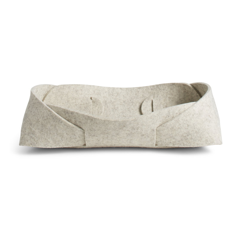 Double Tuck Fabric Decorative Basket, Heathered Off-White, 4" H x 16" W x 9" D