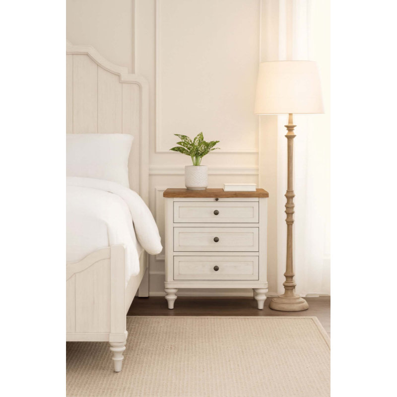 Table de chevet 3 tiroirs avec chargement USB, rangement spacieux et commodité moderne