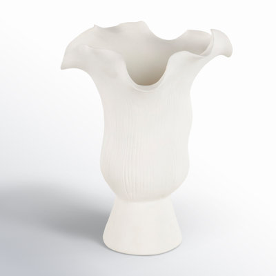 Bia Cole And Ceramic Floral Inspired Abstract Vase With Linear Grooves