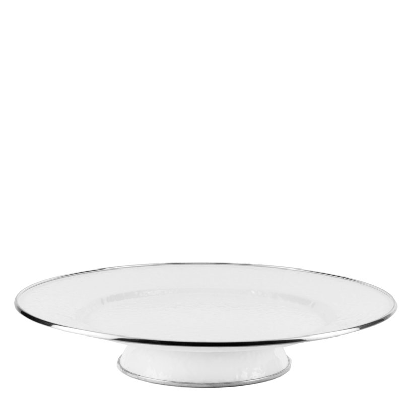 Solid Enamelware Cake Stand, Cobalt Swirl