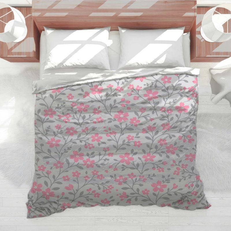 Édredon rose à motif floral, Twin Extra Long