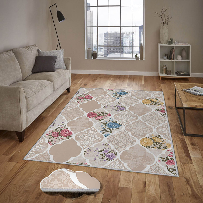 Stylish Woven Carpet, 5.2 x 7.5 Feet | 100% Polyester, 0.3 in Pile Height, Antibacterial, Non-Slip PVC Dot Underside | Machine Washable, 3D Digital Print | Perfect for Living Room, Bedroom & Home Décor