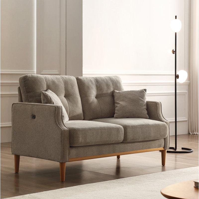Anwita Recessed Arm Standard Loveseat, Polyester Blend Gray, 35.03" H x 56.7" W x 31.9"D