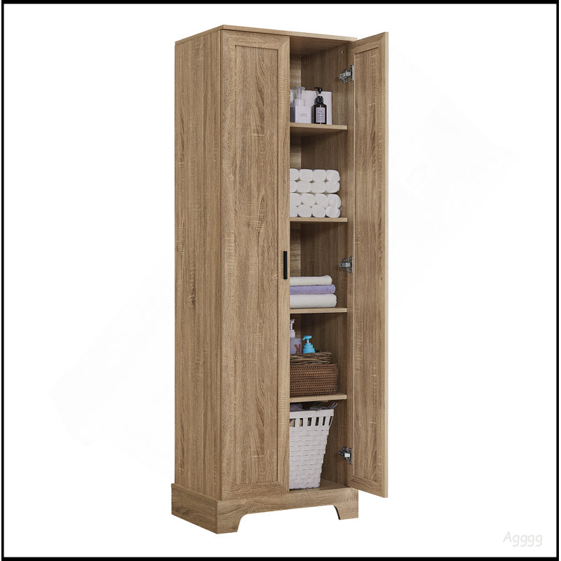 Storage Cabinet With Two Doors For Bathroom, Office, Adjustable Shelf, MDF Board, Brown, Brown