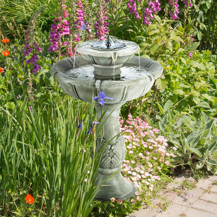 Outdoor Acrylic Birdbath Fountain with Lights