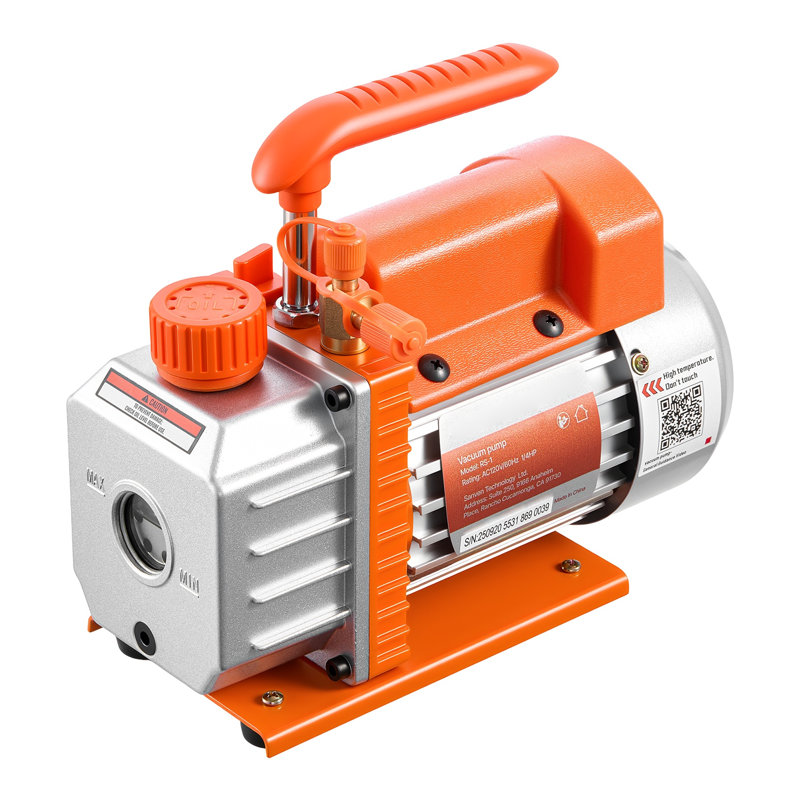 3.5 CFM 1/4 HP Single-Stage Rotary Vane Vacuum Pump for HVAC and Automotive AC Systems (R134a, R22, R410a) with Oil Included