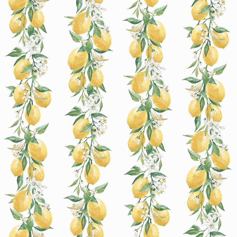 Iliff Lemon Stripe 10m X 53cm Wallpaper Roll, White/Yellow/Green