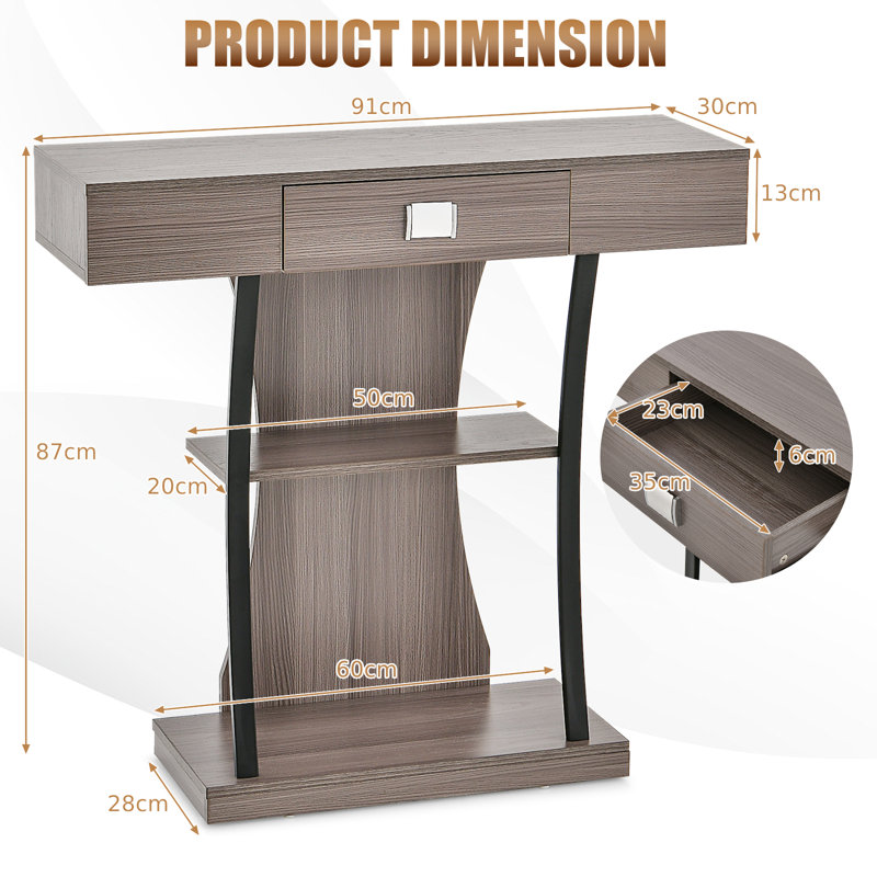 Alom 91cm Console Table, Rustic Brown