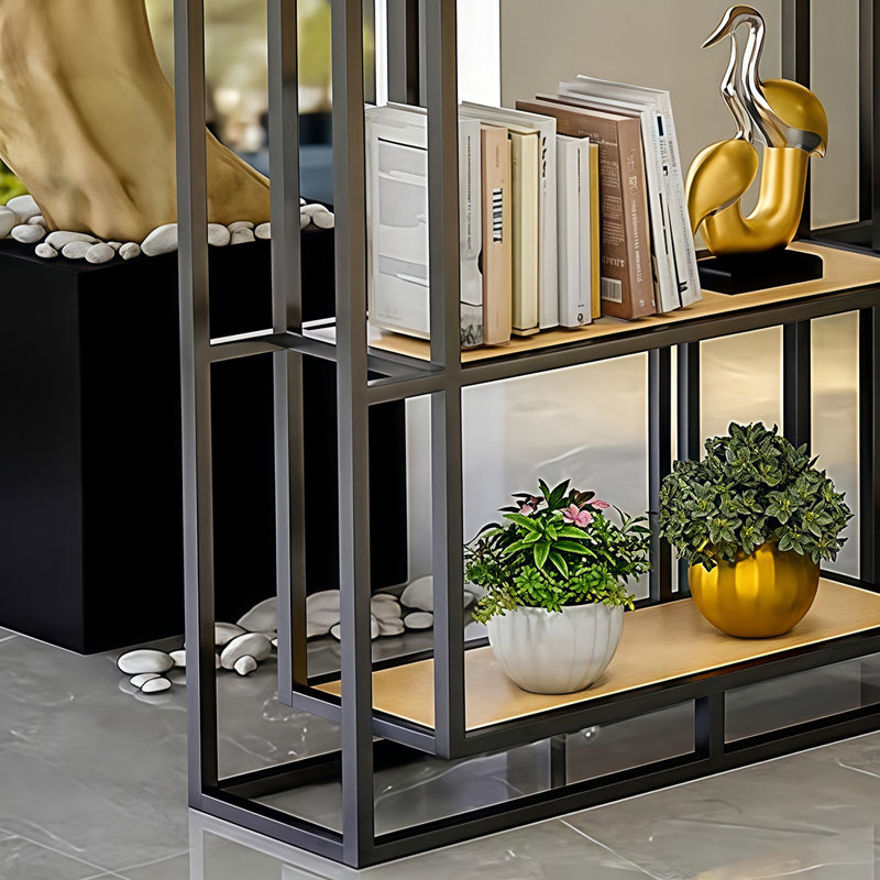 Bibliothèque moderne, moderne et luxueuse, (4 tablettes) H 70,8 po x l 47,2 po x P 9,8 po, Noir