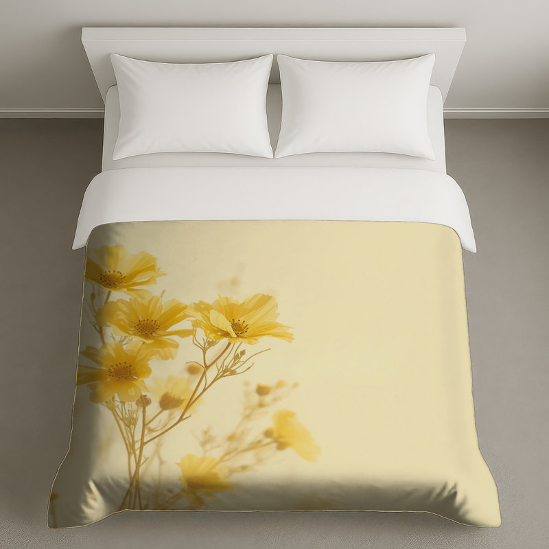 Housses de couette à fleurs jaunes Cosmos, Twin