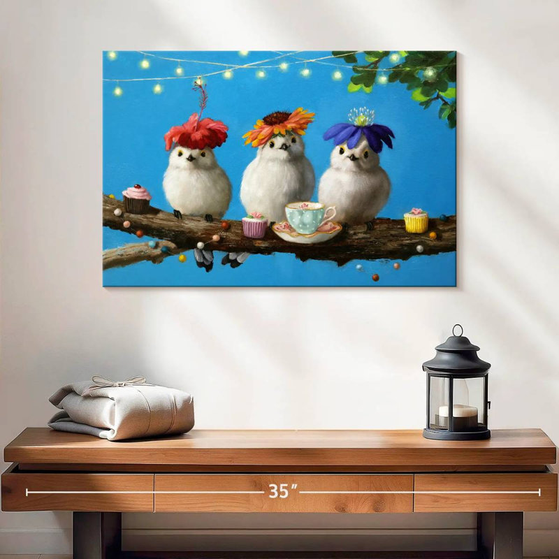 Garden Party Birds, 16" H x 24" W