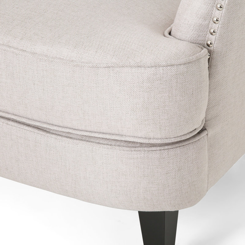 Fauteuil et repose-pieds capitonnés en polyester l 33 po Michaelson, Polyester blanc