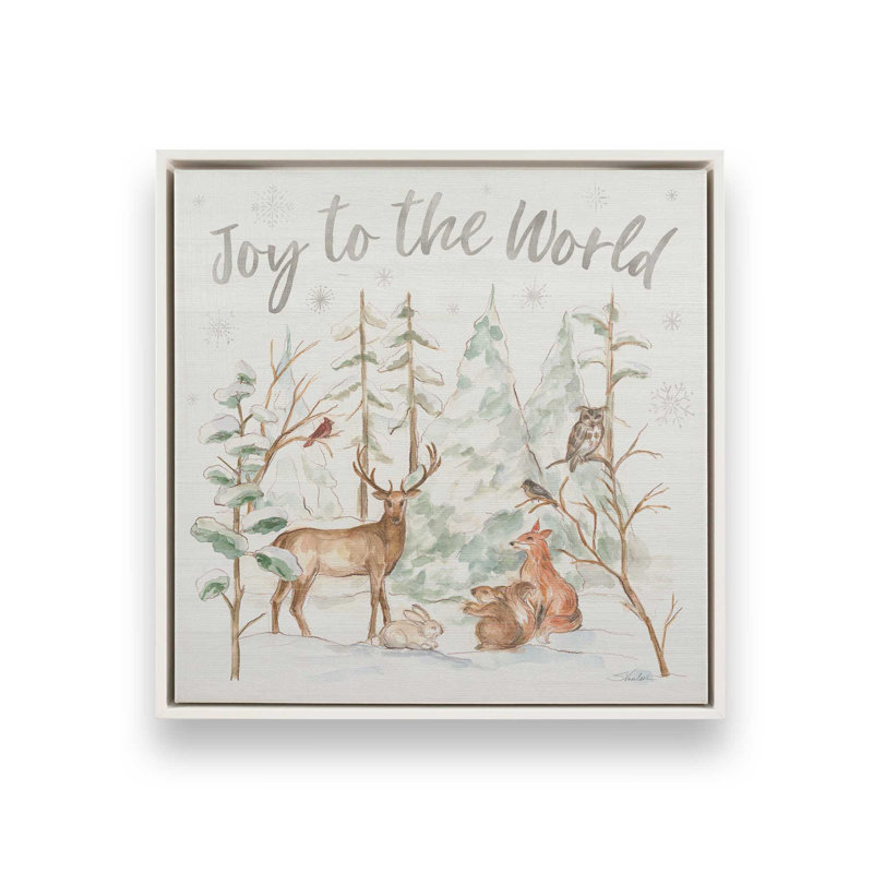 «Woodland Winter Wishes II», reproduction sur toile roulée, Cadre blanc, H 32,75 po x l 32,75 po x P 1,75 po