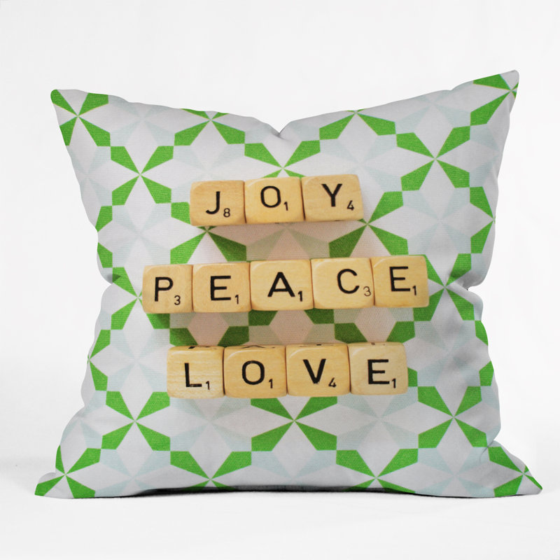 Joy Peace Love Throw Pillow, 18" x 18"