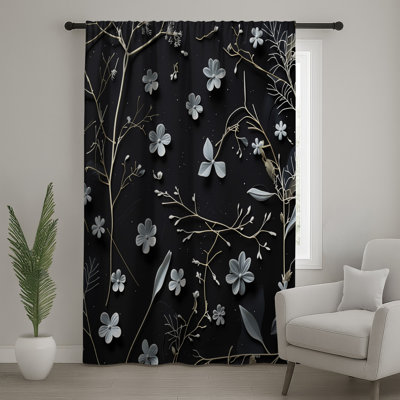 Rideaux floraux, voilages et voilages à motif floral - 1 panneau