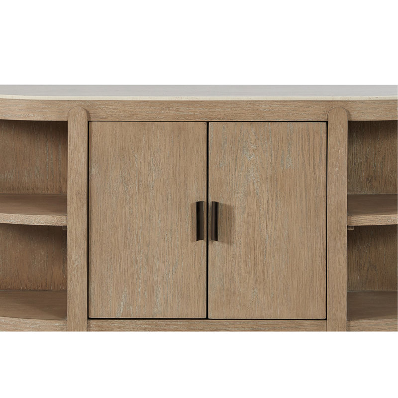 Curved 2-Door Console Table W/ Marble Top
