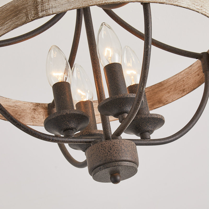 Plafonnier semi-encastré industriel 4 lumières Farmhouse