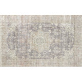 One-of-a-Kind Hand-Knotted 1960s 6'7" x 10'3" Wool Area Rug in Dark Purple/Gray