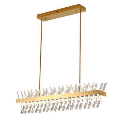 Lustre rectangulaire moderne en cristal à DEL
