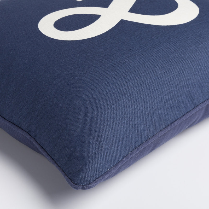 Manylath Square Cotton Pillow Cover & Insert, Navy/ White, Down/Feather [LEGAL: Do Not Use], 18" H x 18" W