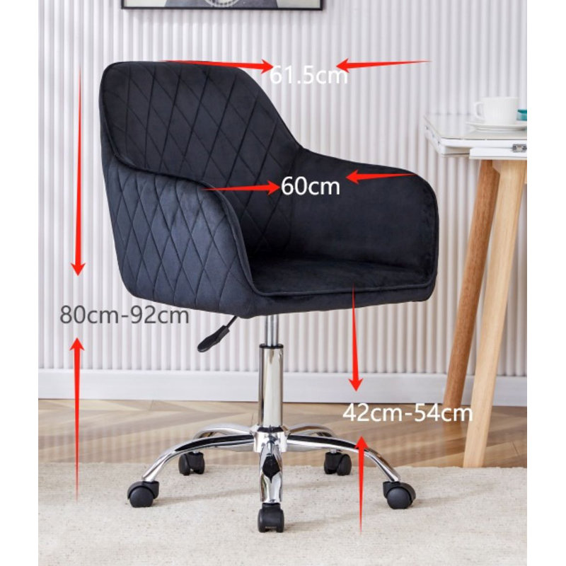 Orkanger Velvet Task Chair, Black