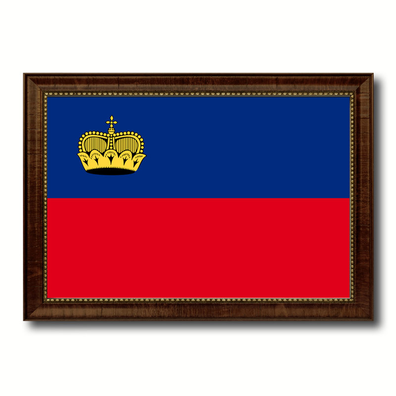 « liechtenstein country flag », impression sur toile encadrée, H 21 po x l 30 po x P 1 po, Encadrement brun