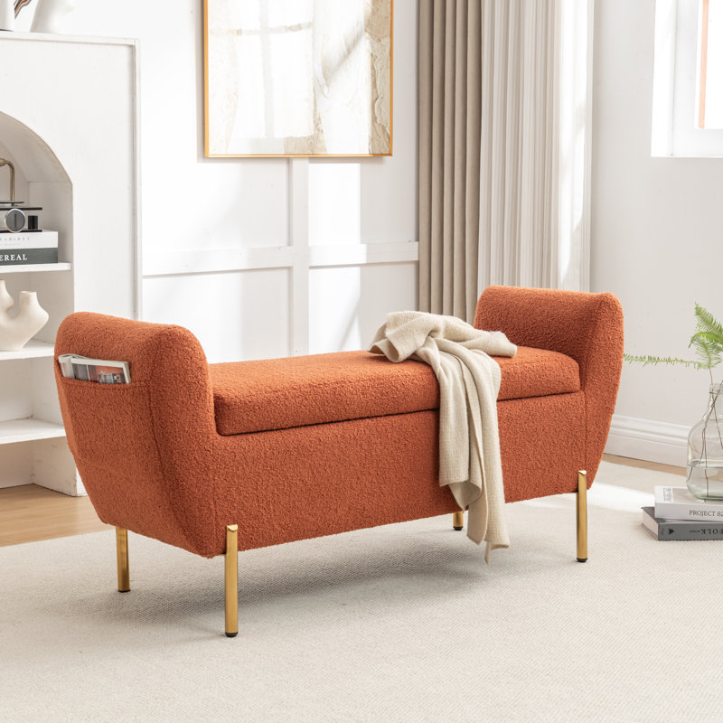 Banc de rangement rembourré Leaysia, Orange
