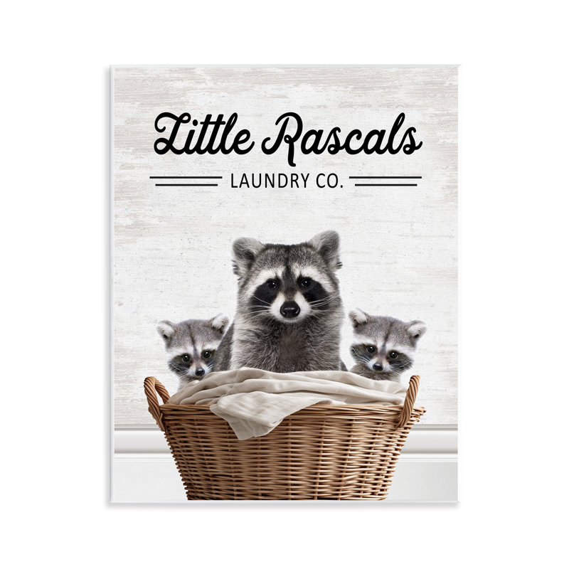 «Little Rascals Laundry Raccons», plaque murale avec lettres et doublures