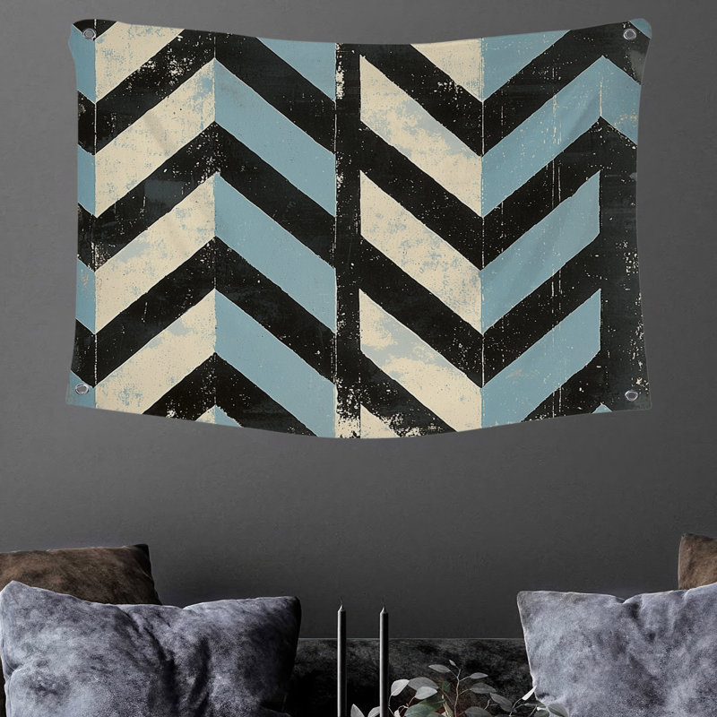 Tapisserie murale à motif de chevrons, H 50 po x l 60 po