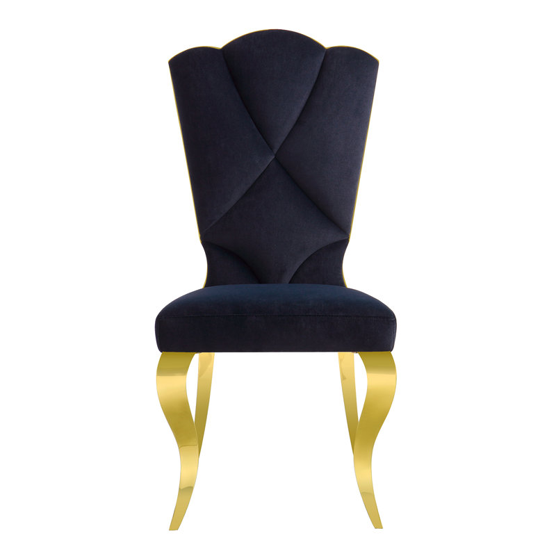 Marcas 19.3'' H Tufted Velvet Upholstered Side Chair, Black, Gold