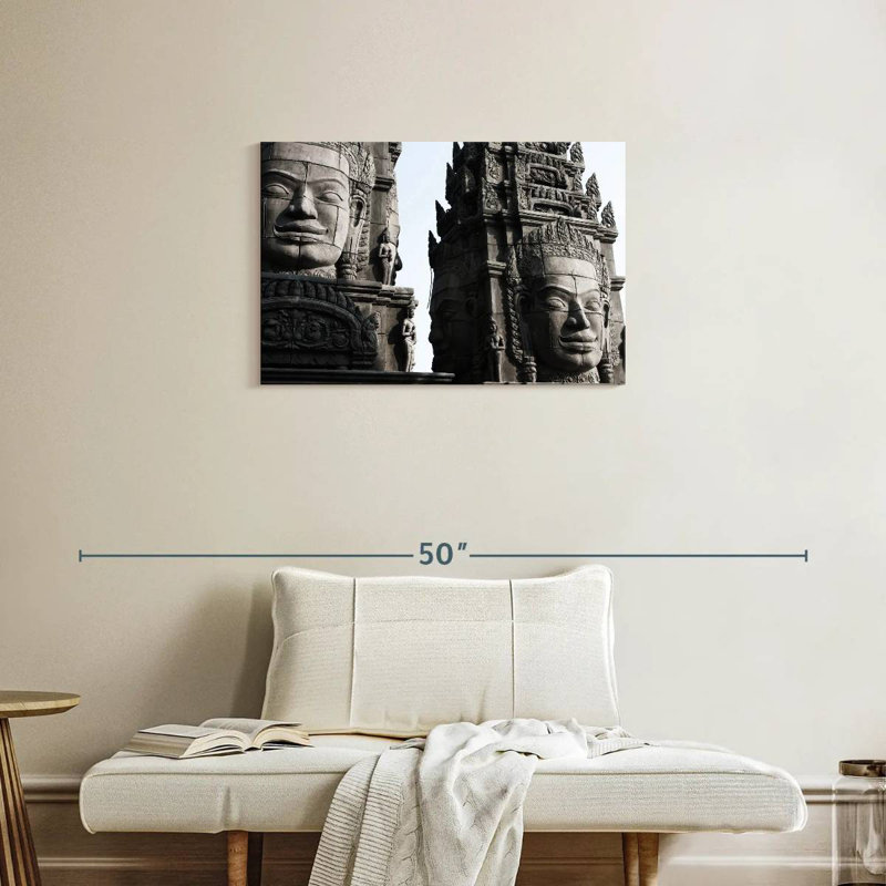 Ravi Angkor Stone Head Statues, 20" H x 30" W