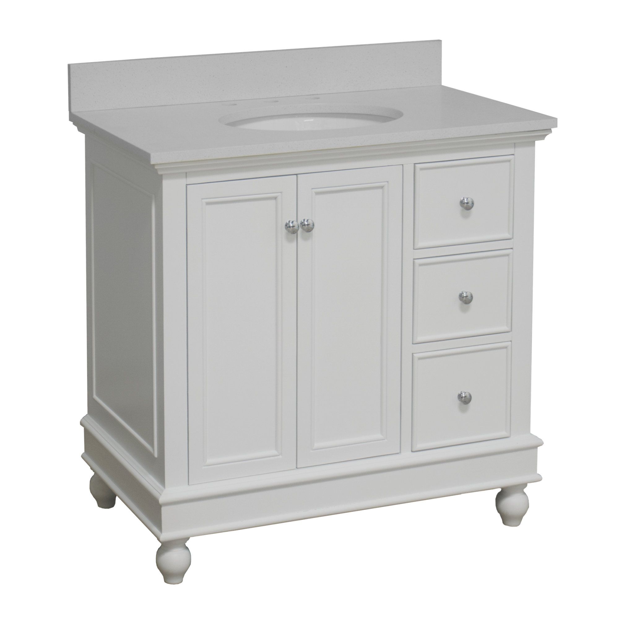 Ferdinand 36'' Single Bathroom Vanity, Quartz, White