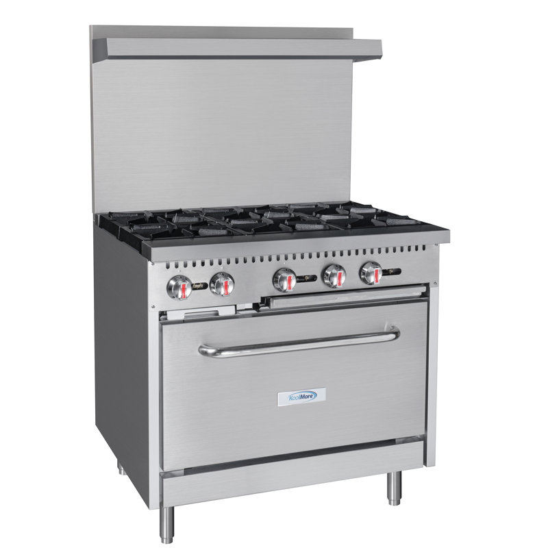 Cuisinière au gaz naturel commerciale de 36 po à 6 brûleurs en acier inoxydable (km-CR36-NG), Gaz naturel