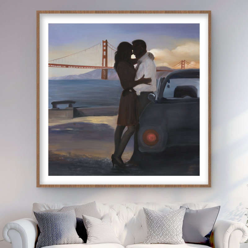 Un couple d'amoureux à San Francisco - impression de pont figuratif, H 48 po x l 48 po