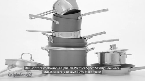 Calphalon Premier Space-Saving Hard-Anodized Nonstick 8-Piece Cookware Set | Cozymeal
