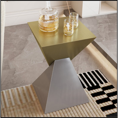 Modern Stainless Steel Abstract End Table with Brushed Finish for Fashion Home