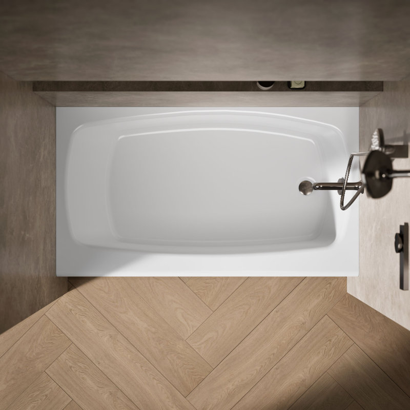 Seaforth 54" x 30" Alcove/Tile in Soaking Cast Iron Bathtub, White, Right