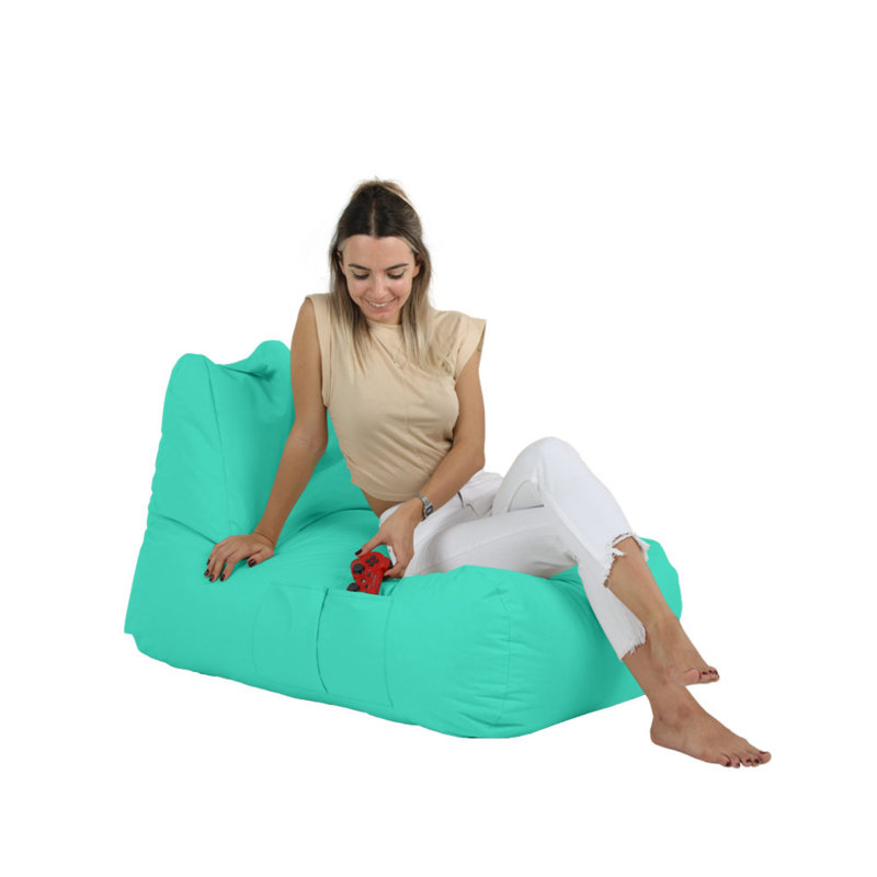 Fauteuil à billes de qualité supérieure, turquoise, 41,3 po x 29,5 po x 41,3 po | Tissu 100% polyester imperméable | Rembourré de mousse de polystyrène 100% perlée, système de fermeture à glissière caché double | Parfait pour la détente et le divertissement en plein air